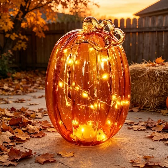 9.25" LED Glass Pumpkin Décor by Ashland®